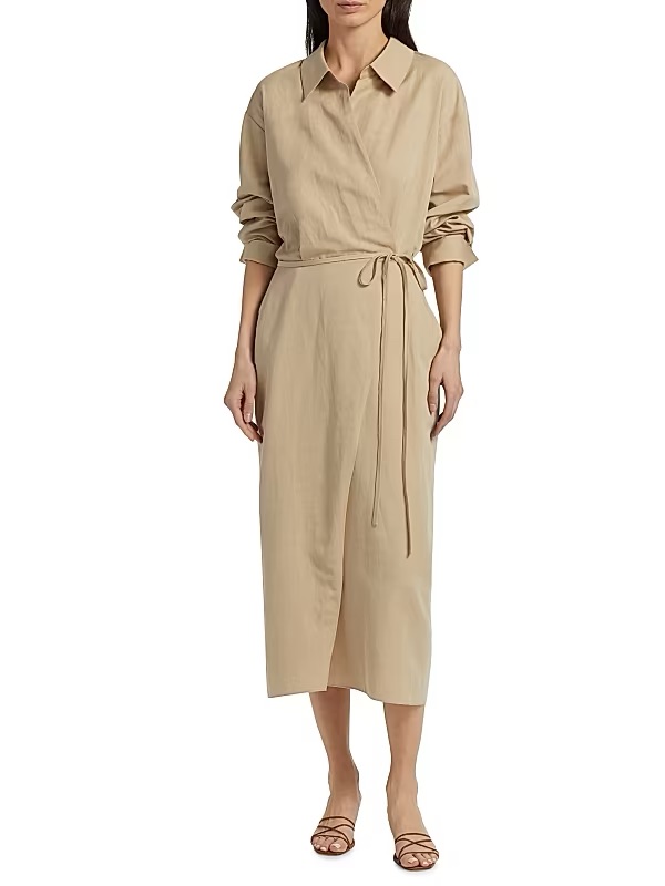 Vince Beige Wrap Shirtdress
